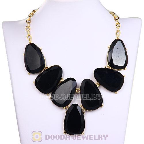 Black Chunky Resin Teardrop Choker Collar Necklace Wholesale