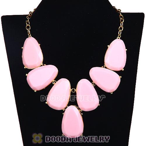 Pink Chunky Resin Teardrop Choker Collar Necklace Wholesale