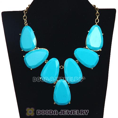 Cyan Chunky Resin Teardrop Choker Collar Necklace Wholesale