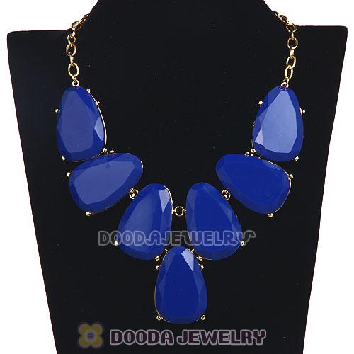 Dark Blue Chunky Resin Teardrop Choker Collar Necklace Wholesale