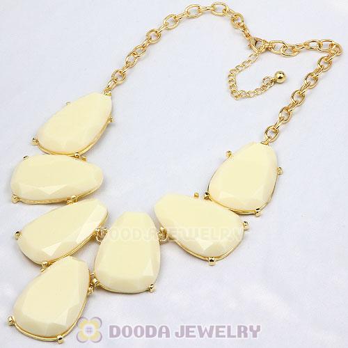 Cream Chunky Resin Teardrop Choker Collar Necklace Wholesale