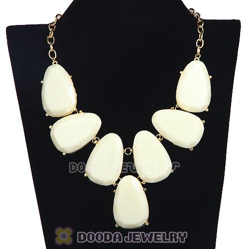 Cream Chunky Resin Teardrop Choker Collar Necklace Wholesale