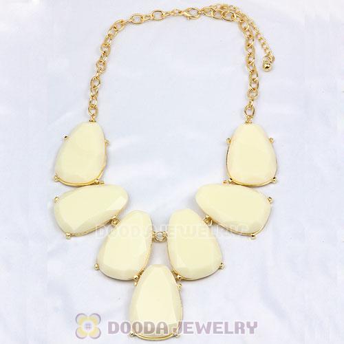 Cream Chunky Resin Teardrop Choker Collar Necklace Wholesale