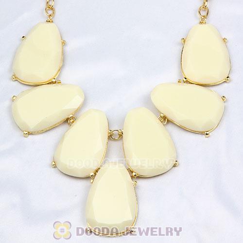 Cream Chunky Resin Teardrop Choker Collar Necklace Wholesale
