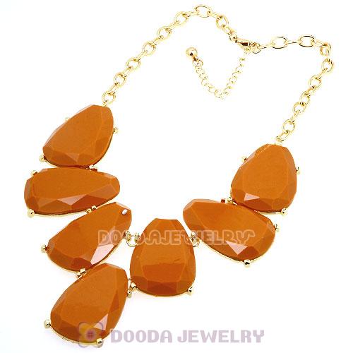 Coffee Chunky Resin Teardrop Choker Collar Necklace Wholesale