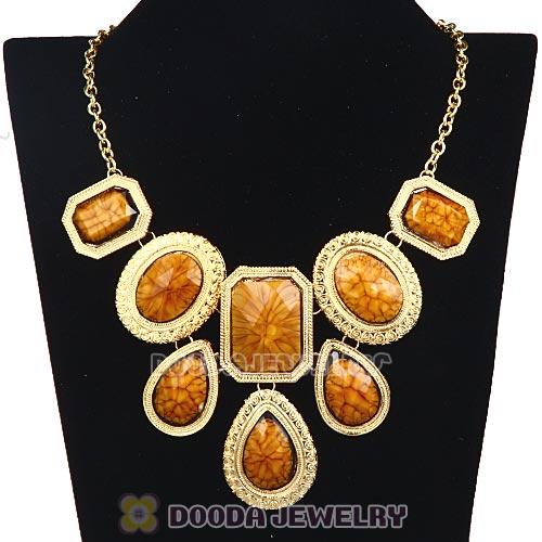 Coffee Chunky Resin Turquoise Choker Collar Necklace Wholesale