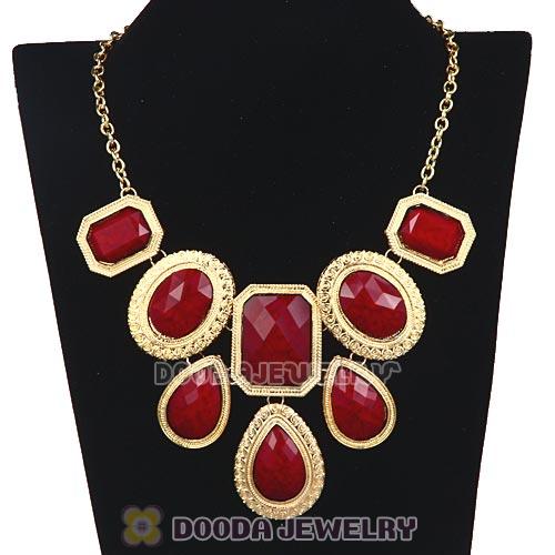 Coral Red Chunky Resin Turquoise Choker Collar Necklace Wholesale