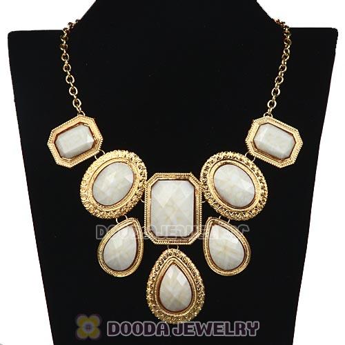 Cream Chunky Resin Turquoise Choker Collar Necklace Wholesale
