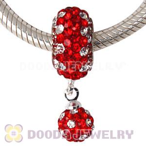 European Pave Crystal Dangle Charm With Silver Plated Core Wholesale 