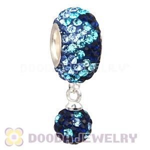 European Pave Crystal Dangle Charm With Silver Plated Core Wholesale 