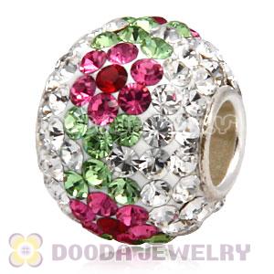 10X13 Big Charm Flower Beads With 130pcs Austrian Crystal In 925 Silver Core