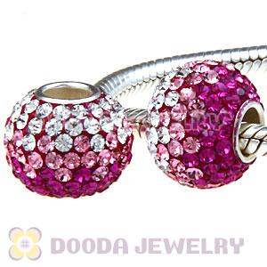 10X13 Big Charm Beads with 130pcs Austrian Crystal in 925 Sterling Silver Single Core