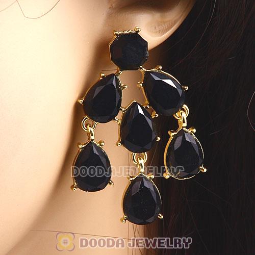Fashion Black Resin Drop Chandelier Bubble Earrings Wholesale