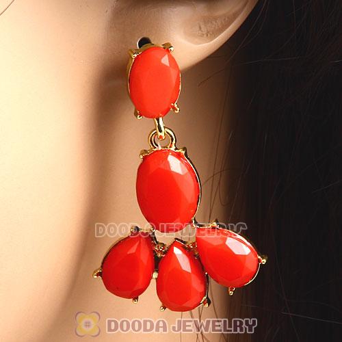 Fashion Orange Resin Plaza Athenee Chandelier Drop Earrings Wholesale