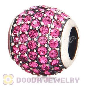 European Sterling Silver Rose Pave Lights With Rose Austrian Crystal Charm