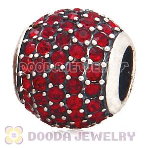 European Sterling Silver Siam Pave Lights With Siam Austrian Crystal Charm