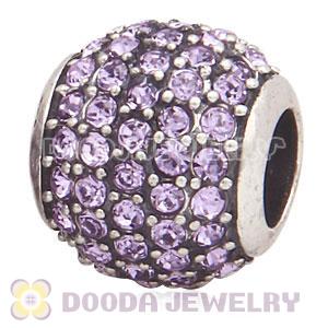 European Sterling Silver Violet Pave Lights With Violet Austrian Crystal Charm