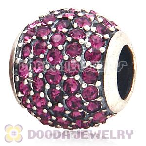 European Sterling Silver Amethyst Pave Lights With Amethyst Austrian Crystal Charm