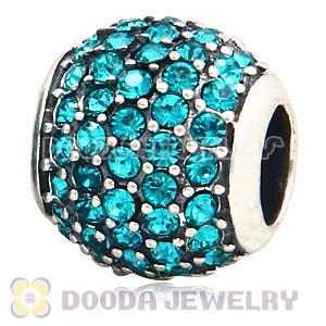 European Sterling Silver Blue Pave Lights With Blue Zircon Austrian Crystal Charm
