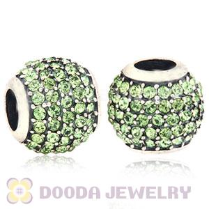 European Sterling Silver Peridot Pave Lights With Peridot Austrian Crystal Charm