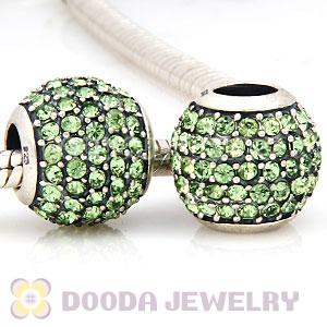 European Sterling Silver Peridot Pave Lights With Peridot Austrian Crystal Charm