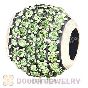 European Sterling Silver Peridot Pave Lights With Peridot Austrian Crystal Charm
