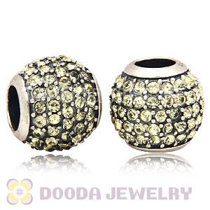 European Sterling Silver Jonquil Pave Lights With Jonquil Austrian Crystal Charm