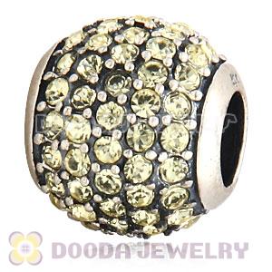 European Sterling Silver Jonquil Pave Lights With Jonquil Austrian Crystal Charm