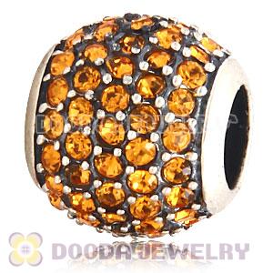 European Sterling Silver Topaz Pave Lights With Topaz Austrian Crystal Charm