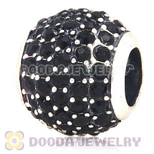 European Sterling Silver Jet Pave Lights With Jet Austrian Crystal Charm