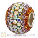 10X13 Big Charm Beads With 130pcs Austrian Crystal In 925 Silver Core