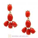 Fashion Orange Resin Plaza Athenee Chandelier Drop Earrings Wholesale