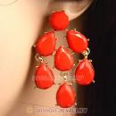 Fashion Gold Plated Drop Orange Resin Chandelier Earrings Wholesale