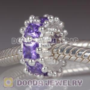 925 Sterling Silver Jewelry Beads with Purple Stone