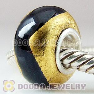 24K Gold Foil Charm Jewelry Glass Beads with 925 sterling silver single core