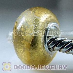 24K Gold Foil Charm Jewelry Glass Beads with 925 sterling silver single core