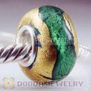 24K Gold Foil European Style Glass Beads with 925 sterling silver single core