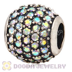 2013 European Sterling Silver Crystal AB Pave Lights With Crystal AB Austrian Crystal Charm