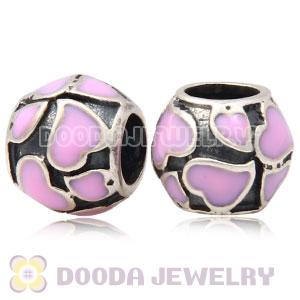 925 Sterling Silver Charm Jewelry Beads Enamel Pink Loves