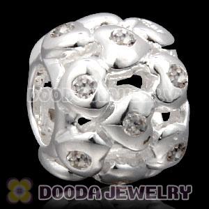 S925 Sterling Silver European Style Beads with Clear Stone