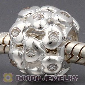 S925 Sterling Silver Charm Jewelry Beads with Clear Stone
