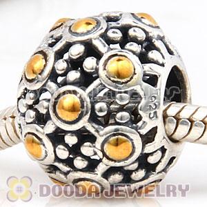Gold Plated Dot 925 Sterling Silver Big Hollow Charms
