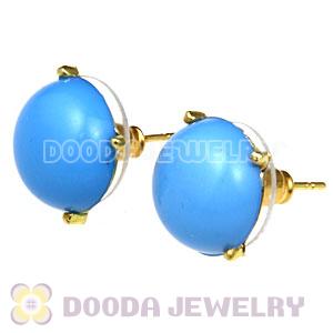 2013 Fashion Gold Plated Dark Sky Blue Bubble Stud Earrings Wholesale