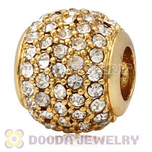 24 Karat Gold European Clear Pave Lights Charm With Clear Crystal