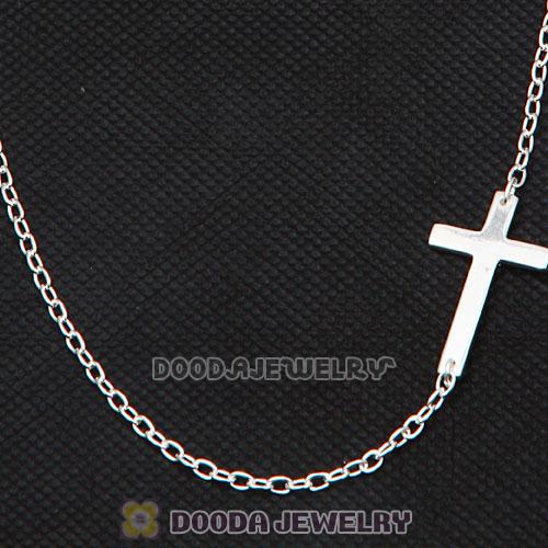 925 Sterling Silver Fashion Sideways Cross Necklace Wholesale 