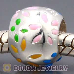 925 Sterling Silver European Style Beads Enamel Flower