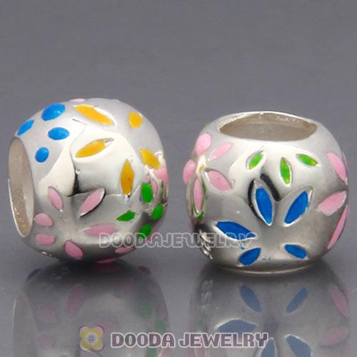 925 Sterling Silver Charm Jewelry Beads Enamel Flower