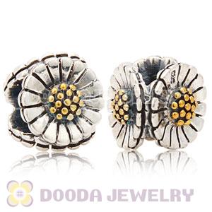 Solid Sterling Silver European Daisy Beads