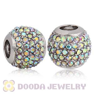 Platinum Plated European Clear Pave Lights Charm With Clear Crystal AB