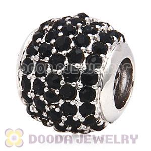 Platinum Plated European Jet Pave Lights Charm With Jet Crystal
